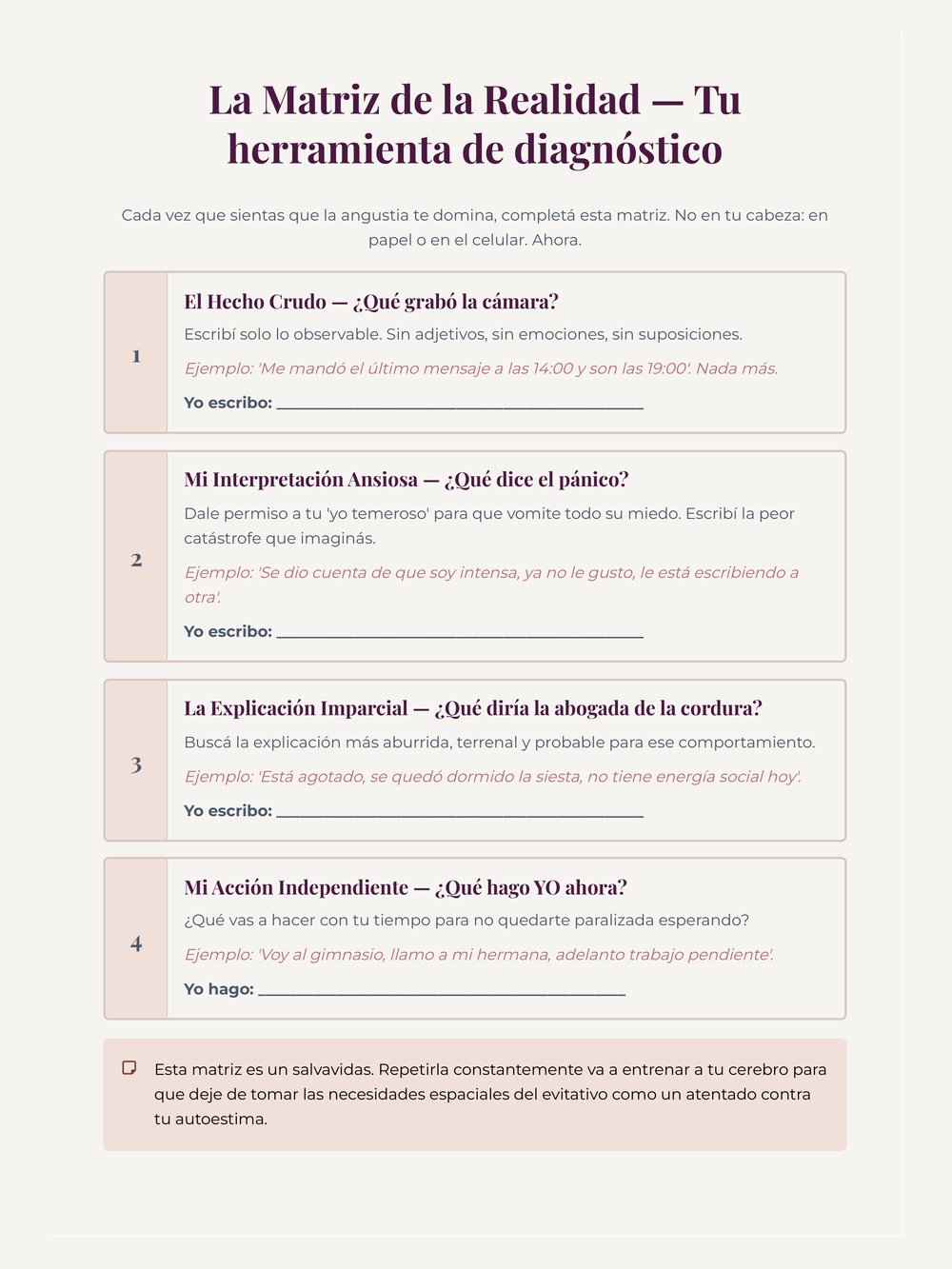 La Matriz de Decodificación, para rellenar