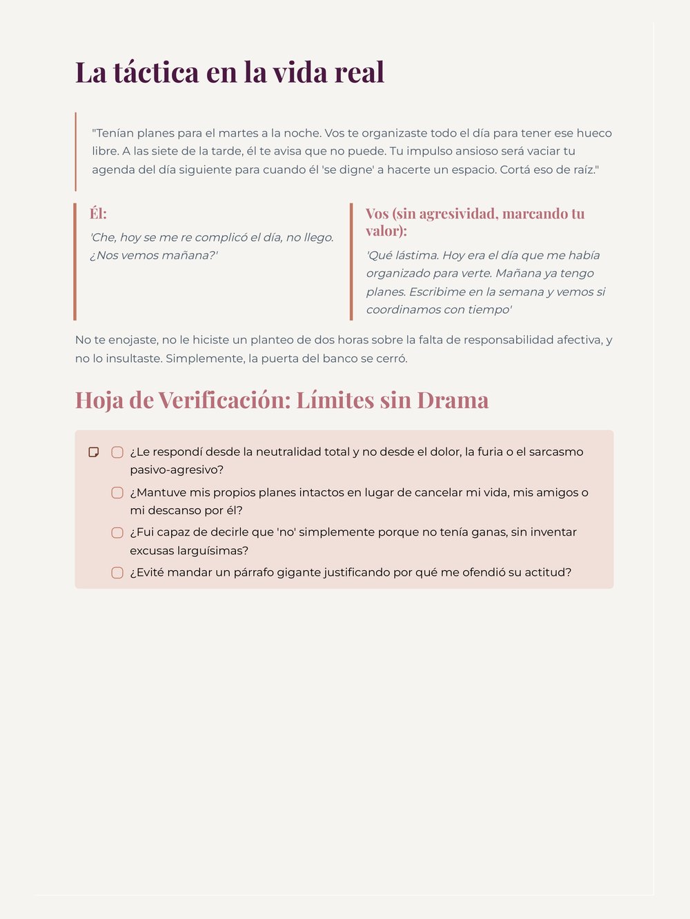 Hoja de verificación: límites sin drama